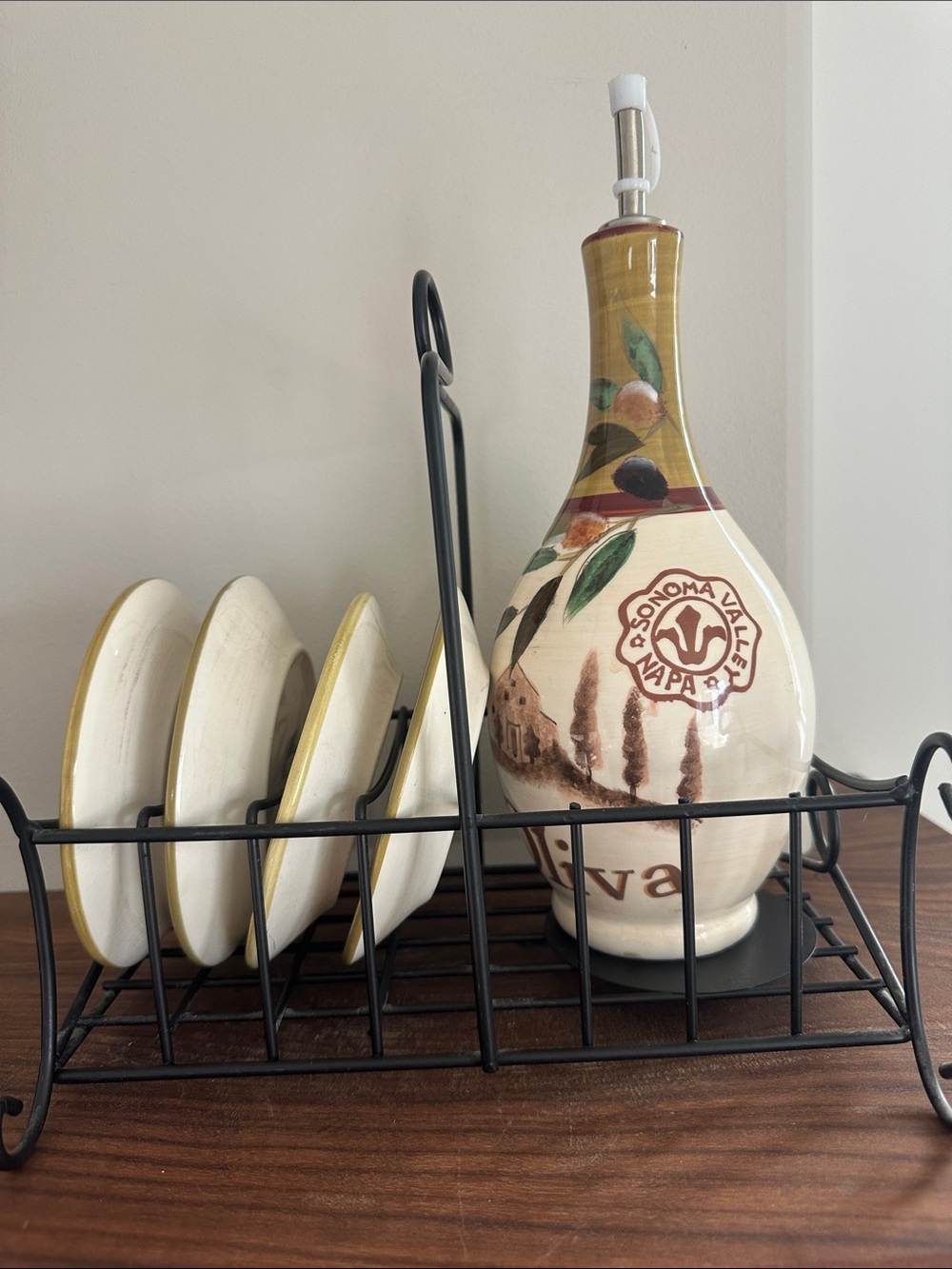 Certified Int’l Toscana 6-pc Ceramic Olive Oil Dipping Set with Caddy